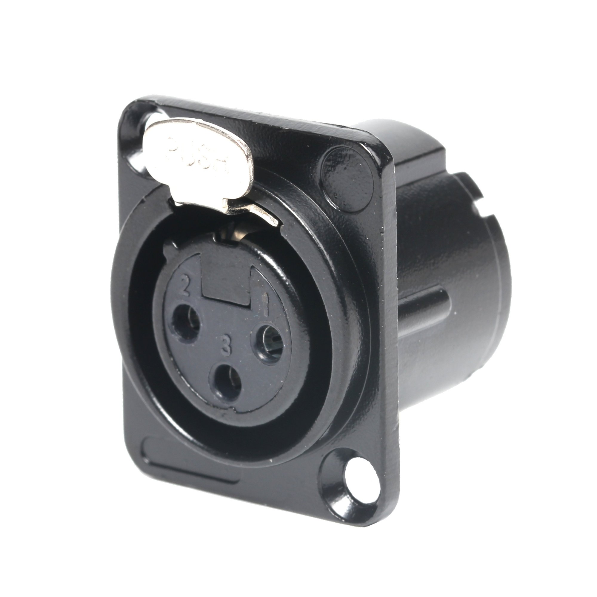 Black XLR Chassis Connector 3-Pin Female D-Type from Emelec ViasCom
