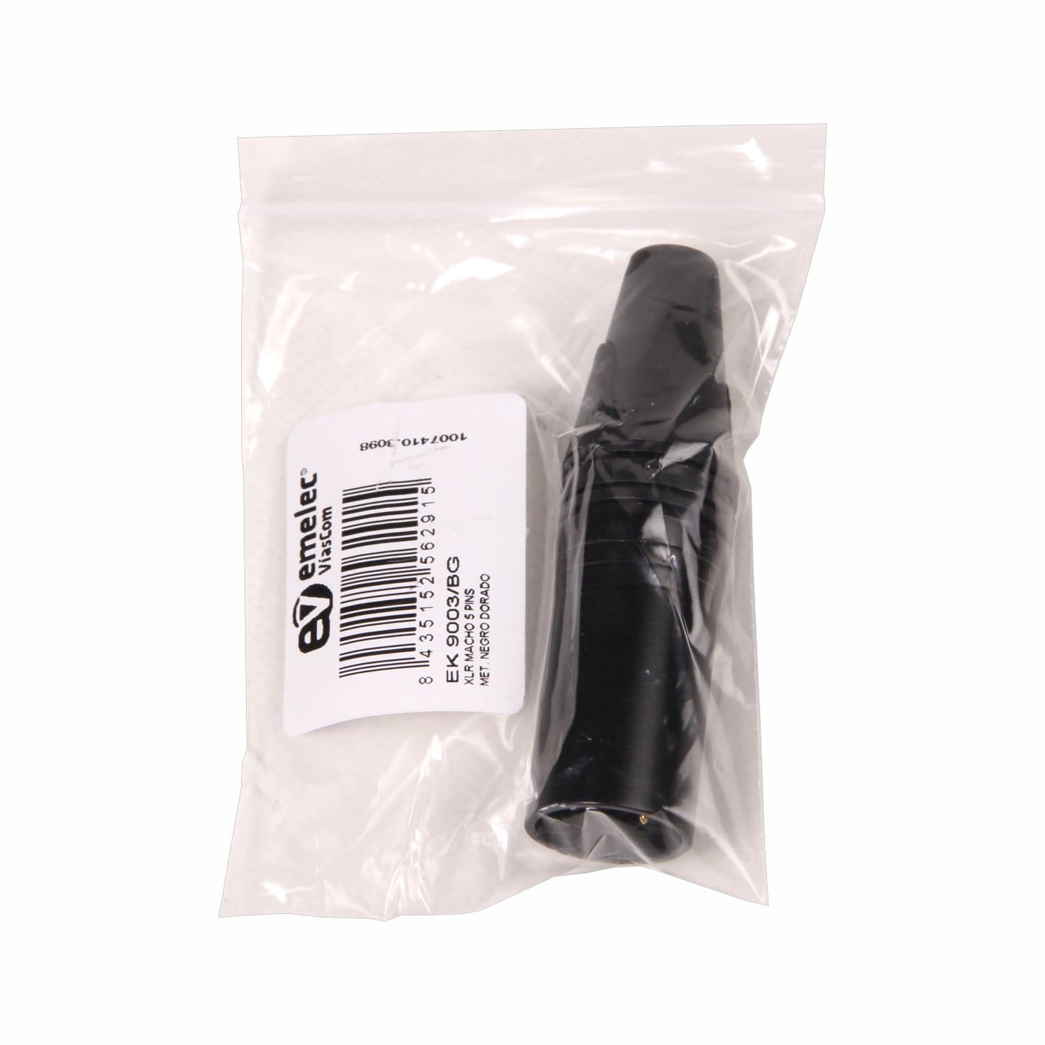 Plastic Bag with Black Male XLR Connector with 5 Gold Pins by Emelec ViaCom