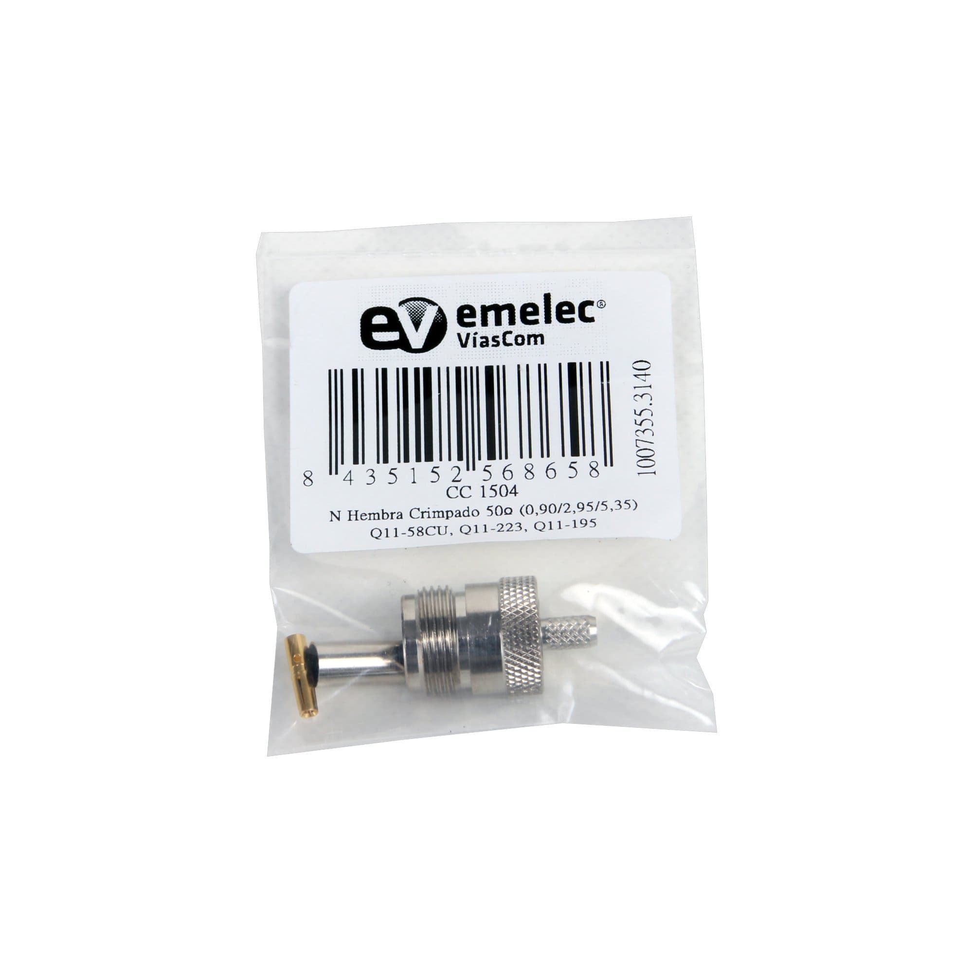 Bag with Coaxial N Female Crimp Connector 50 Ohms from Emelec VíasCom