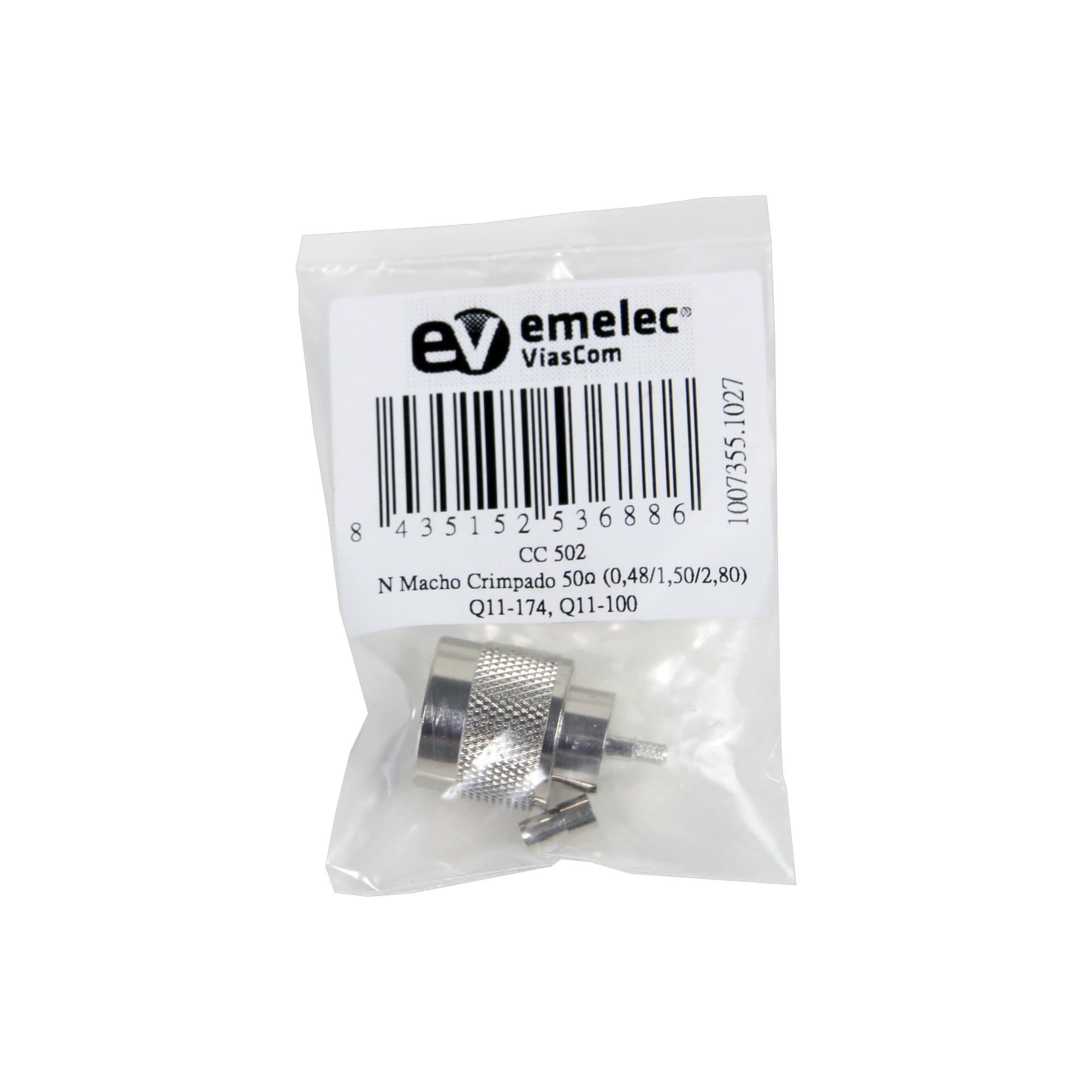 Bag with Coaxial Connector N Male Crimped 50 Ohms of Emelec VíasCom