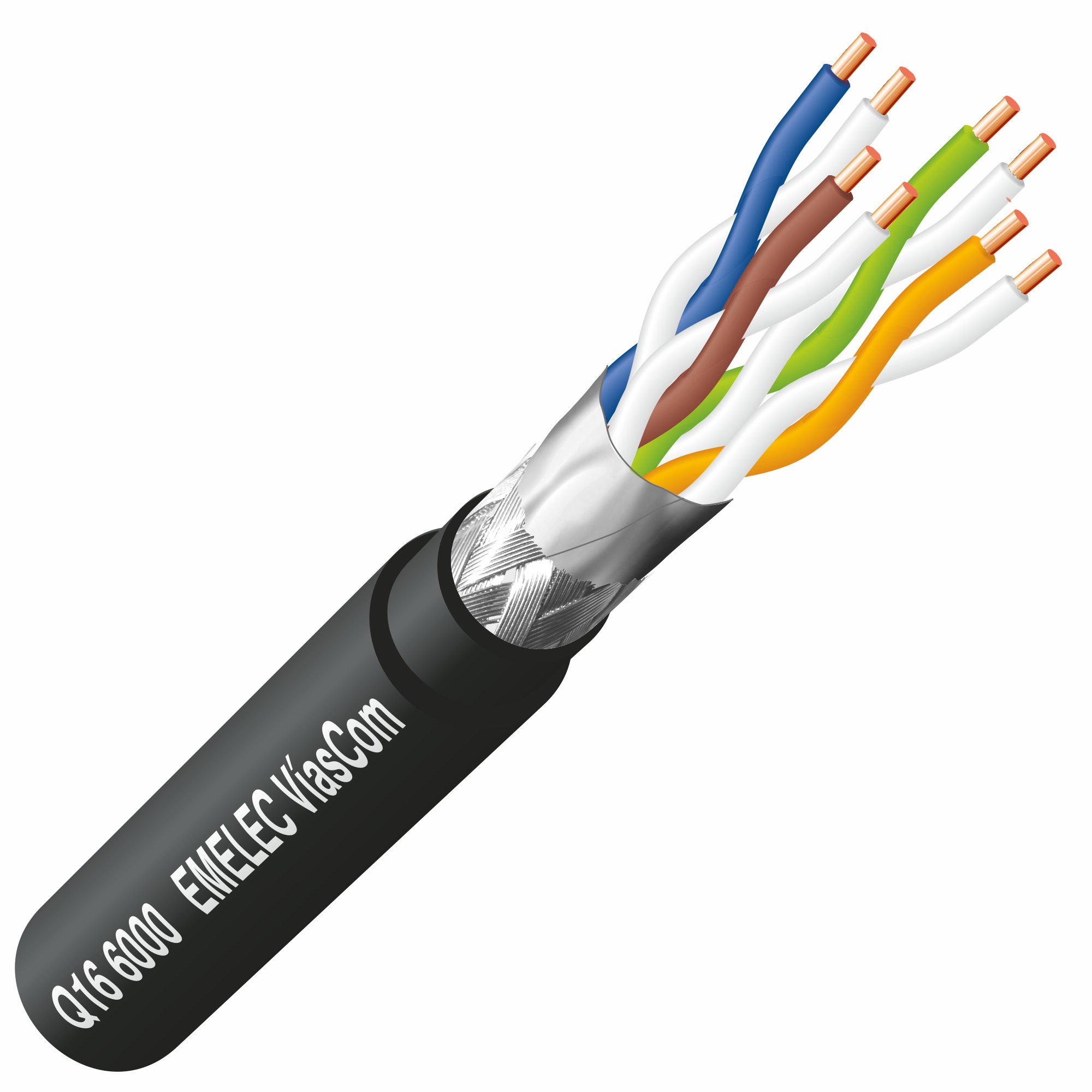 Category 6 UTP LAN cable with double pvc jacket and double shielding, braided and aluminum tape